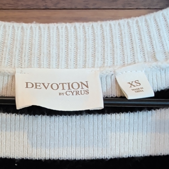 Cyrus Cream and Black Striped Button-Front Cardigan with Gold Buttons - Picture 3 of 6